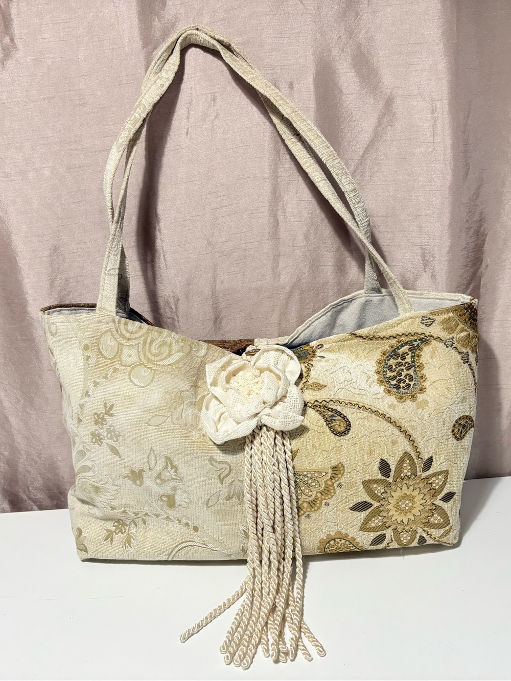 Extra Large Shopper Bag Fully Lined Large Pockets Longer Straps Upcycled Fabric
